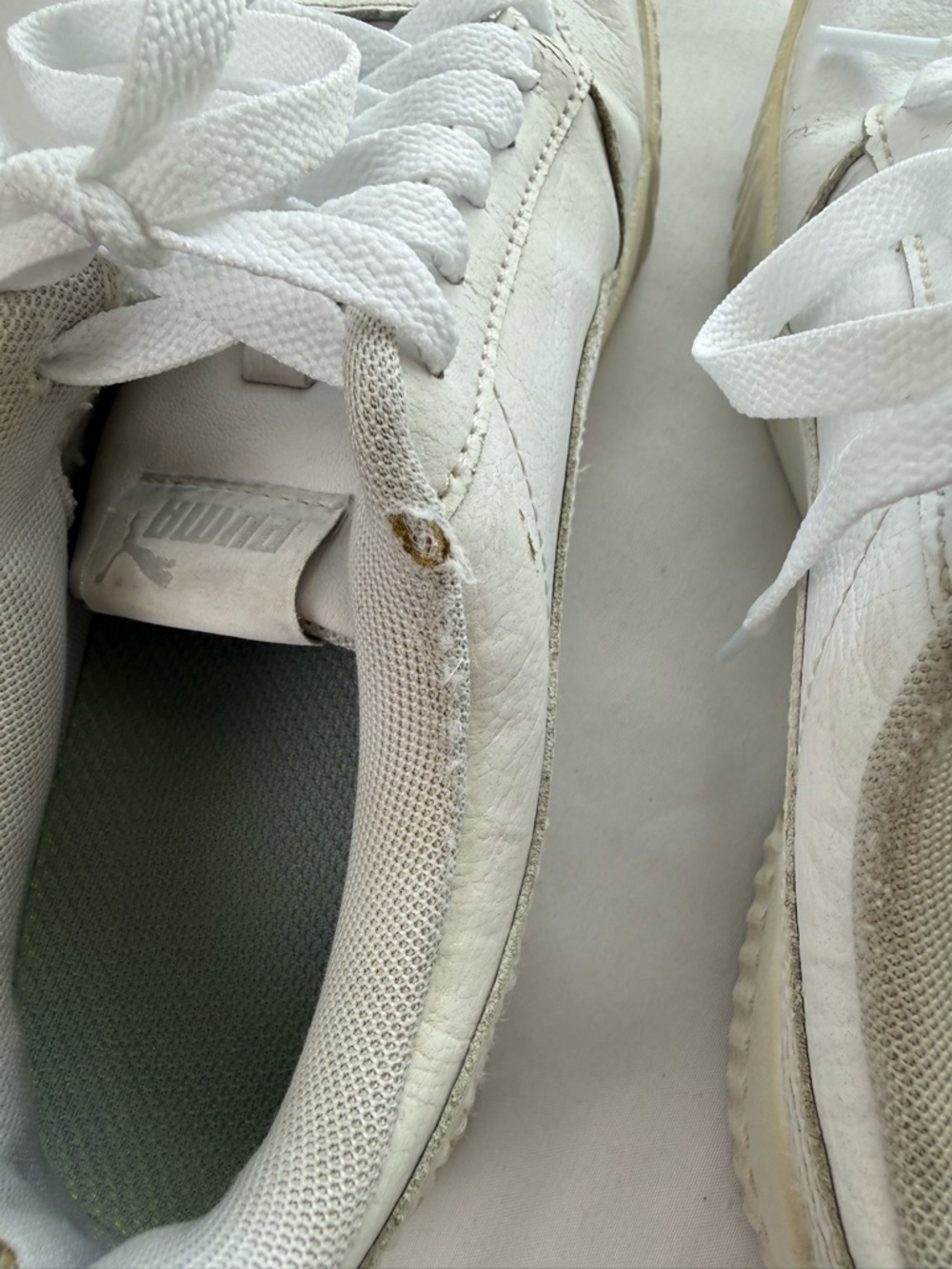 Puma Carina 2.0 White Low-Top Leather Sneakers Textured Platform Sole 80’s - Picture 7 of 8